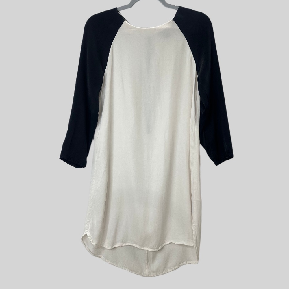 H&M Dress White & Black Contrast 3/4 Sleeve Shift Style Size 8